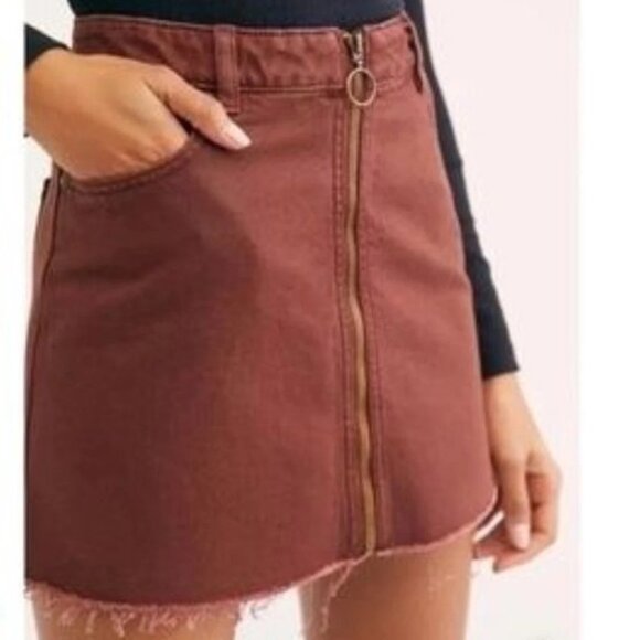 We The Free by Free People Zip Front Mini Skirt | Rust Brown | Size 27 | NWT - Picture 4 of 12